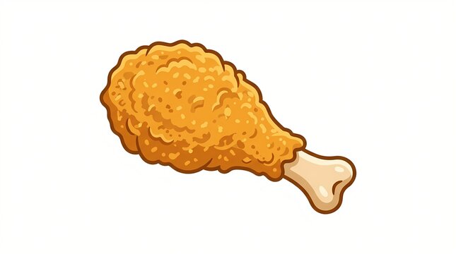 Crispy Fried Chicken Drumstick Vector Illustration Isolated on White Background.