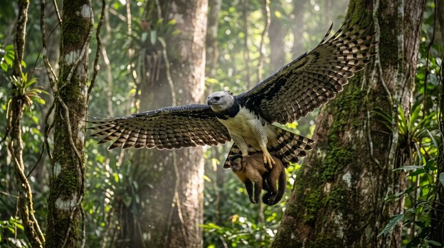 harpy eagle carrying tufted capuchin