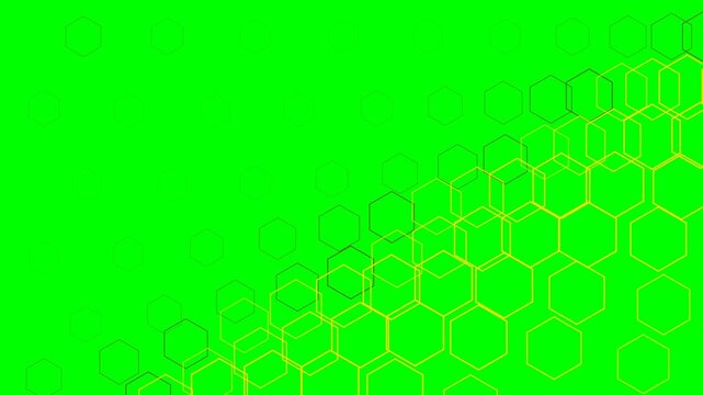 Abstract background featuring golden hexagon patterns on a green backdrop