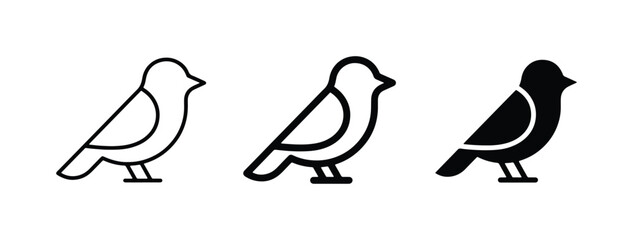 Bird Icons Set: Simple Line Art and Silhouette Vector Graphics for Nature and Wildlife Themes © Bithi