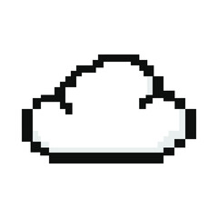Fototapeta premium Elongated white pixel art cloud sprite.