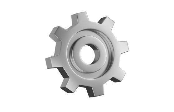 Gear 3d icon. Metallic cogwheel. Isolated 3D object.