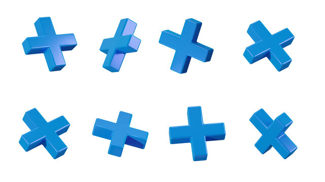 Plus symbol 3d icon. Addition, positive value, mathematics and user interface concept. Isolated 3D object