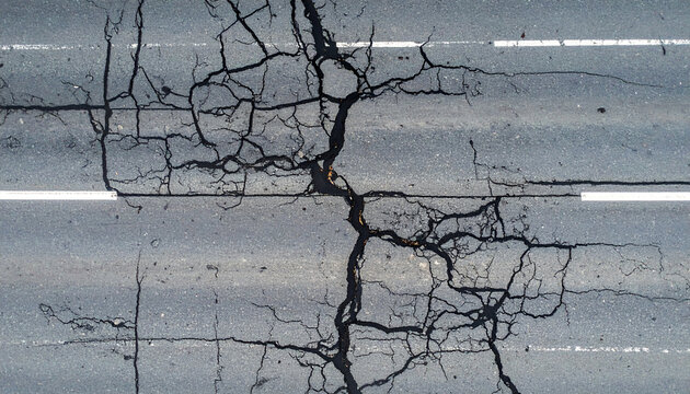 経年劣化が生み出す無骨なアスファルト舗装のグランジ背景テクスチャ
Weathered asphalt pavement grunge texture with natural cracks and worn surface