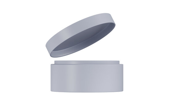 Opened container 3d icon. Open product packaging, cosmetic jar and storage concept. Isolated 3D object.