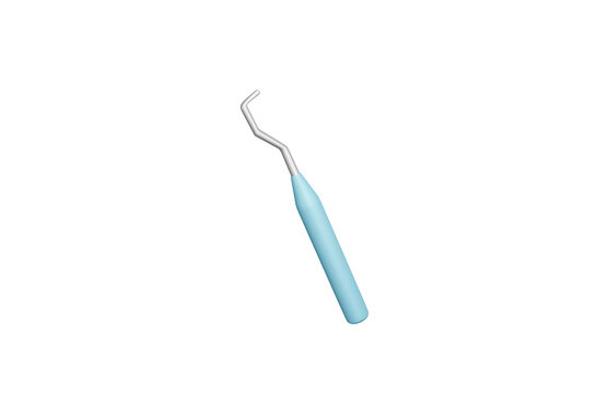 Dental scaler 3d icon. Professional dental cleaning, plaque removal and oral healthcare concept. Isolated 3D object.