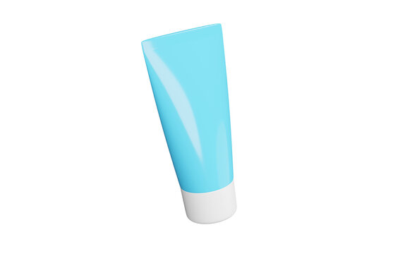 Cosmetic tube 3d icon. Cream, gel, ointment and personal care product packaging concept. Isolated 3D object.
