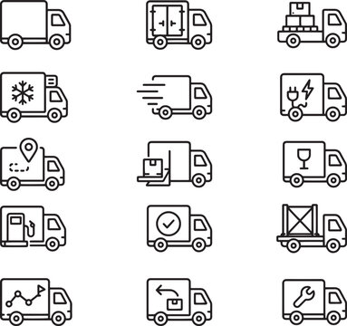 Delivery Truck Icons Set