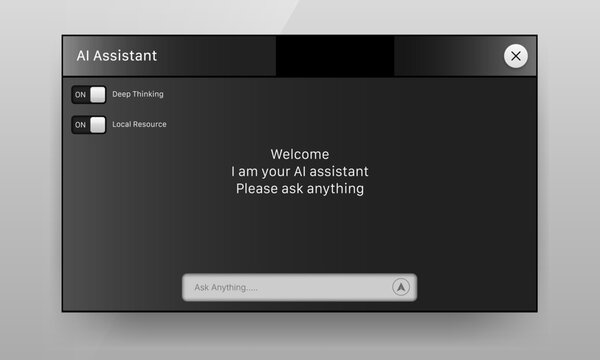 Dark mode AI assistant chat window user interface design template