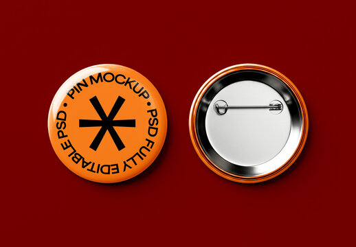 Round Pin Button Mockup Front and Back