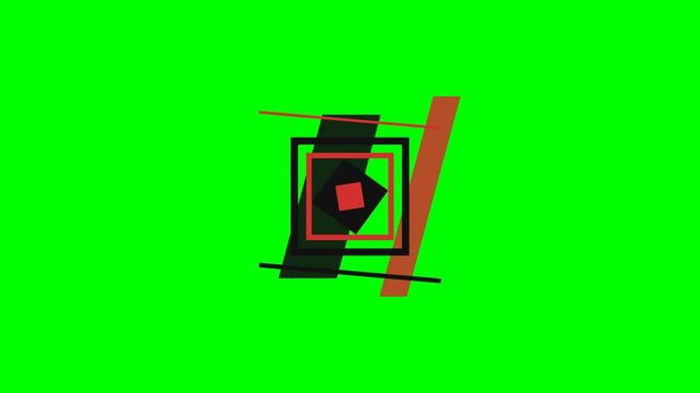 Abstract geometric composition with layered squares on a green background