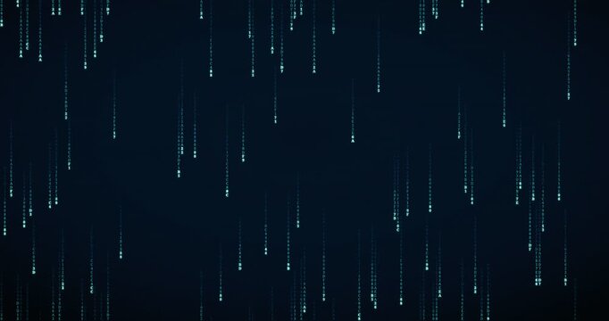 Hexadecimal code symbols fall slowly in a teal circuit animation, creating a deep mainframe atmosphere.