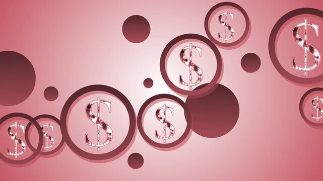 Dollar symbol circles on gradient background animation