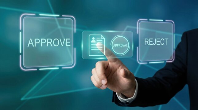 AI document review system shows approval and reject options for detection and automation in decision making