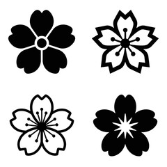 Fototapeta premium Four cherry blossom sakura flower icons.