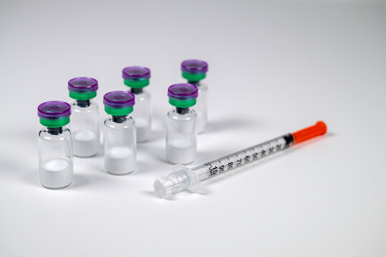Peptide vials and syringe. 