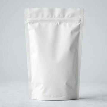 white plastic bag, white plastic package.
It features a resealable ziplock (zipper closure) near the top to keep the contents fresh after opening.
