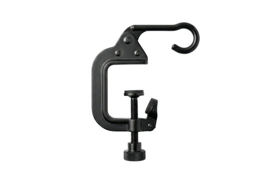 Black adjustable lantern hook clamp for camping lights.