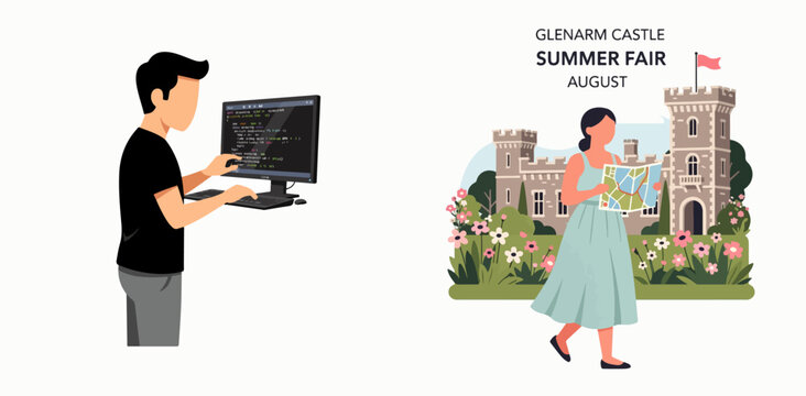 Glenarm Castle Summer Fair August Event Planning Illustration