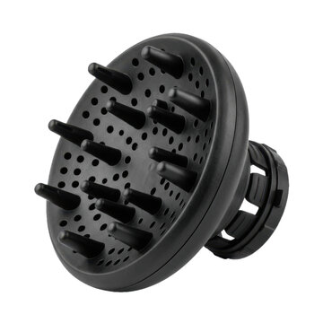 Black hair dryer diffuser nozzle attachment.