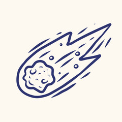 Falling Meteorite Burning Asteroid Hand Drawn Line Art Vector Illustration © NurInayah