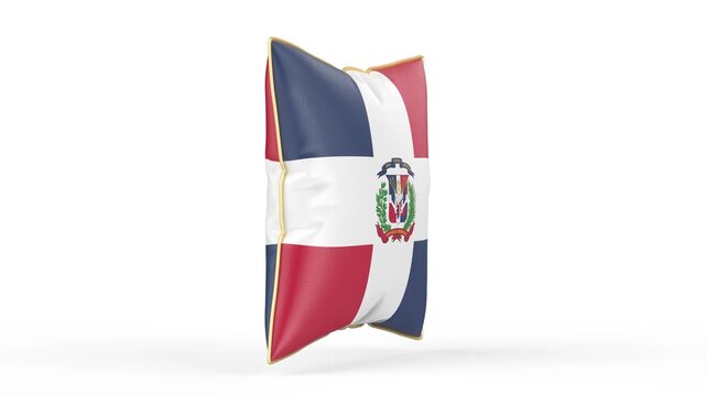 Pillow with the flag of the Dominican Republic on white background