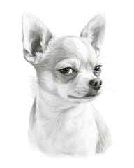 Obraz premium Pencil Sketch Style Portrait of Grumpy Chihuahua Dog