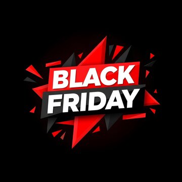 Black Friday explosive sale announcement with bold red design. High-impact retail discount promotion for shopping events and e-commerce campaigns.