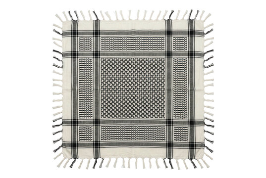 Patterned black and white cotton tactical shemagh scarf.