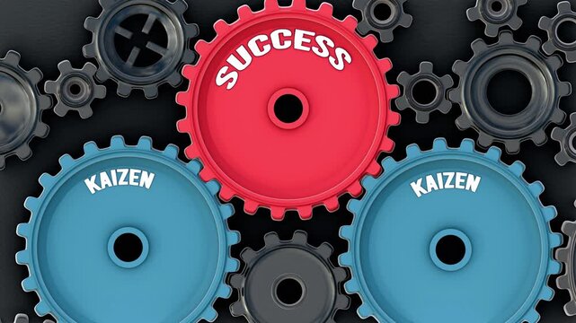 Kaizen powers success. It's the driving force that turn Success into reality. Kaizen sets success in motion. Engine gears metaphor. Made for humans by humans, no AI