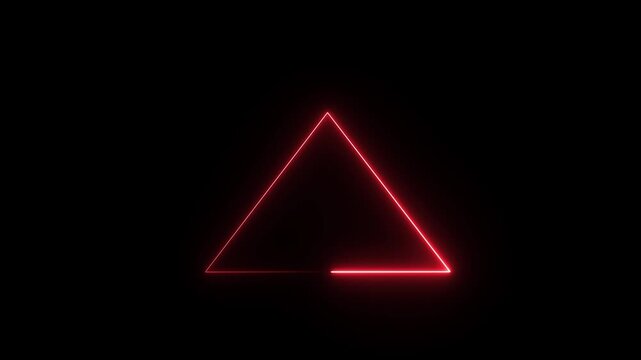 Minimalist red neon triangle frame pulsing against dark void creates sleek geometric animation loop for modern digital displays and futuristic motion.