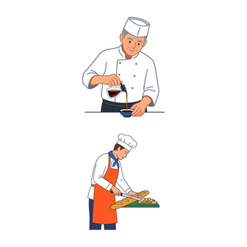 Professional Chefs Preparing Culinary Dishes in a Restaurant Kitchen Setting