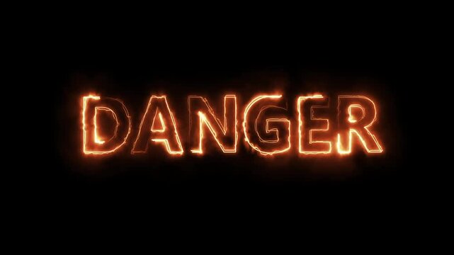 A bold digital graphic featuring the word "DANGER" displayed in glowing orange neon text against a dark background.