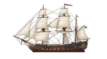 Historic Galleon Sailing Ship Vector Illustration © diflasabila01