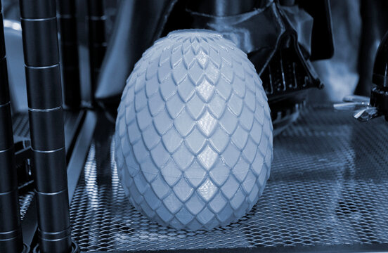 Art models printed on 3D printer. Different objects created on 3D printer from molten plastic. 3D printed different objects. Modern new modern additive progressive technologies. 3D printing technology