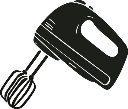 Black electric hand mixer icon isolated on white background for baking and cooking appliance vector illustration design