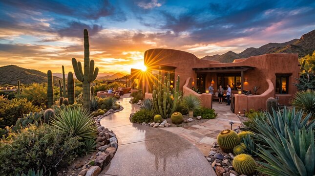 Luxury Desert Resort Villa at Sunset in Scottsdale Arizona