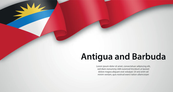 Antigua and Barbuda Flag Ribbon Banner Template