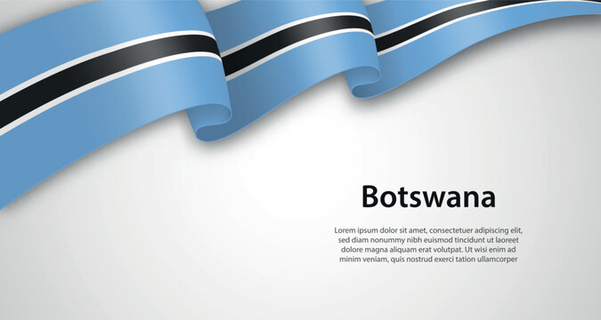 Botswana Flag Waving Ribbon Banner Background