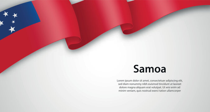 Samoa Flag Waving Background with Text Space