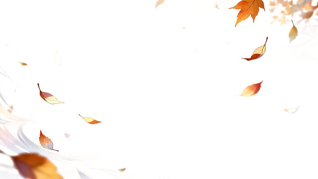 Anime-style pop autumn leaves swirling and falling frame background