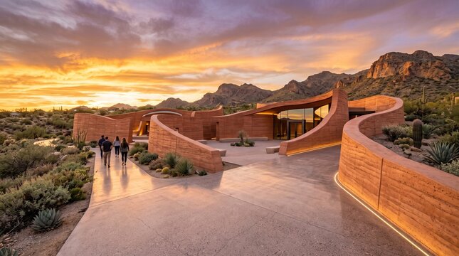 Modern Desert Architecture at Sunset in Scottsdale Arizona