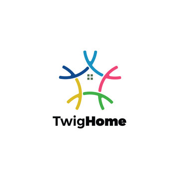 Colorful twig home shelter logo design