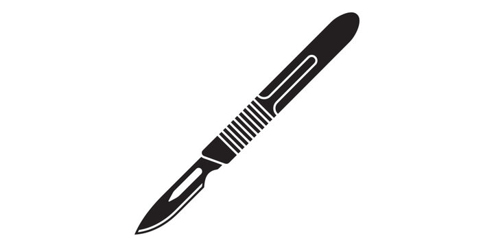 Surgical scalpel medical tool blade silhouette with surgical, hospital