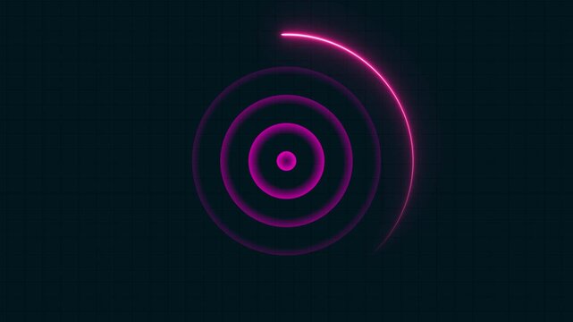 Neon Scanning radar screen on world map find out different information. Radar Circle HUD technological futuristic elements. Sci Fi circle elements.