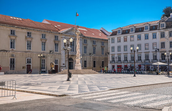 Lisbon City Hall and Municipal Pillory in Praca do Municipio, Lisbon, Portugal
