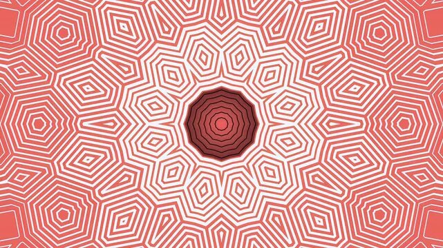 Soft coral red wireframe geometric web kaleidoscope abstract motion video background loop