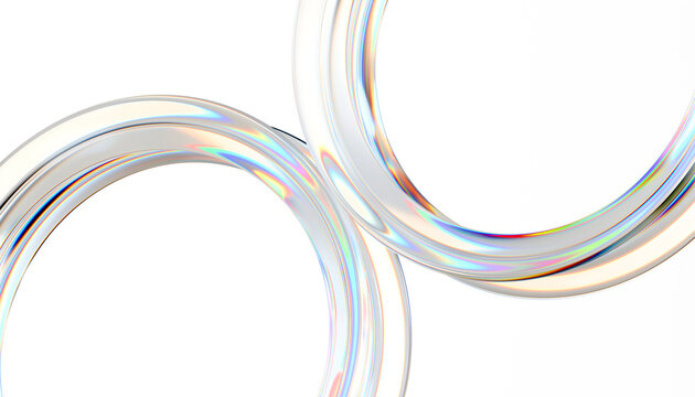 Abstract Transparent Glass Rings Background with Dispersion Refraction Light 3D Render