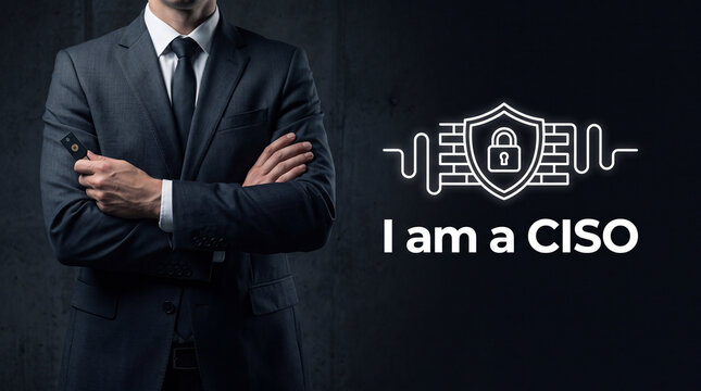 Confident male chief information security officer crossing arms in office. Professional cybersecurity executive posing for corporate leadership por...