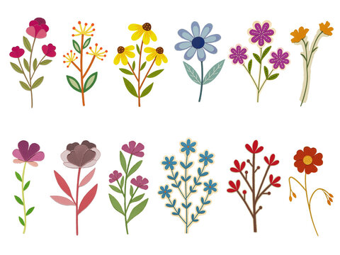 wildflowers doodle klipping art